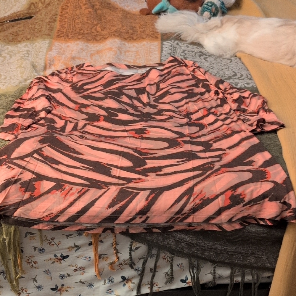 Belle by Kim Gravel Salmon and Brown Tunic